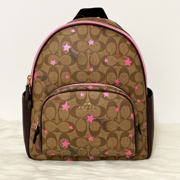 Coach Handbags - New💃Coach Court Backpack In Signature Canvas With Disco Star Print